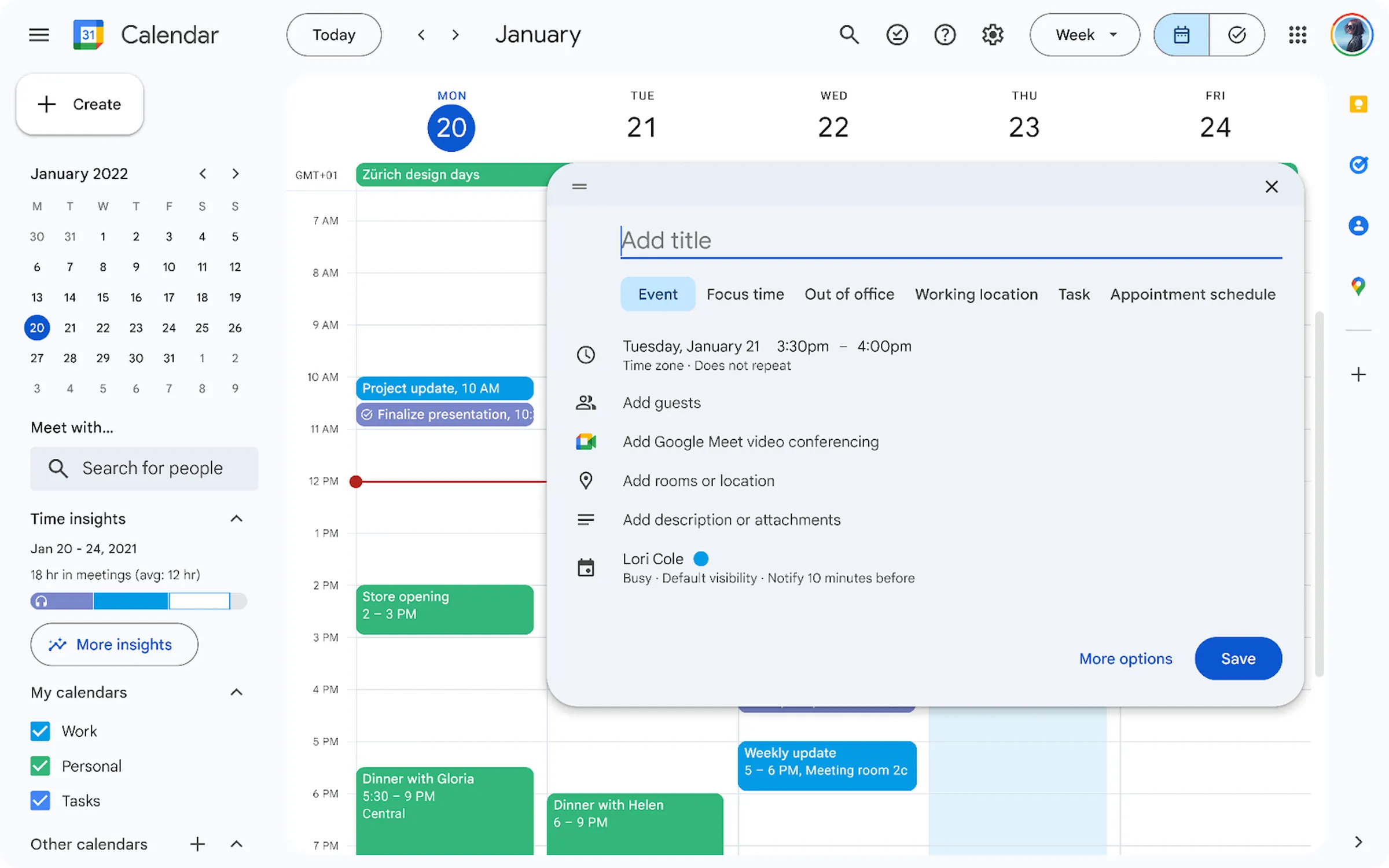 Google Calendar cập nhật giao diện mới và chế độ tối