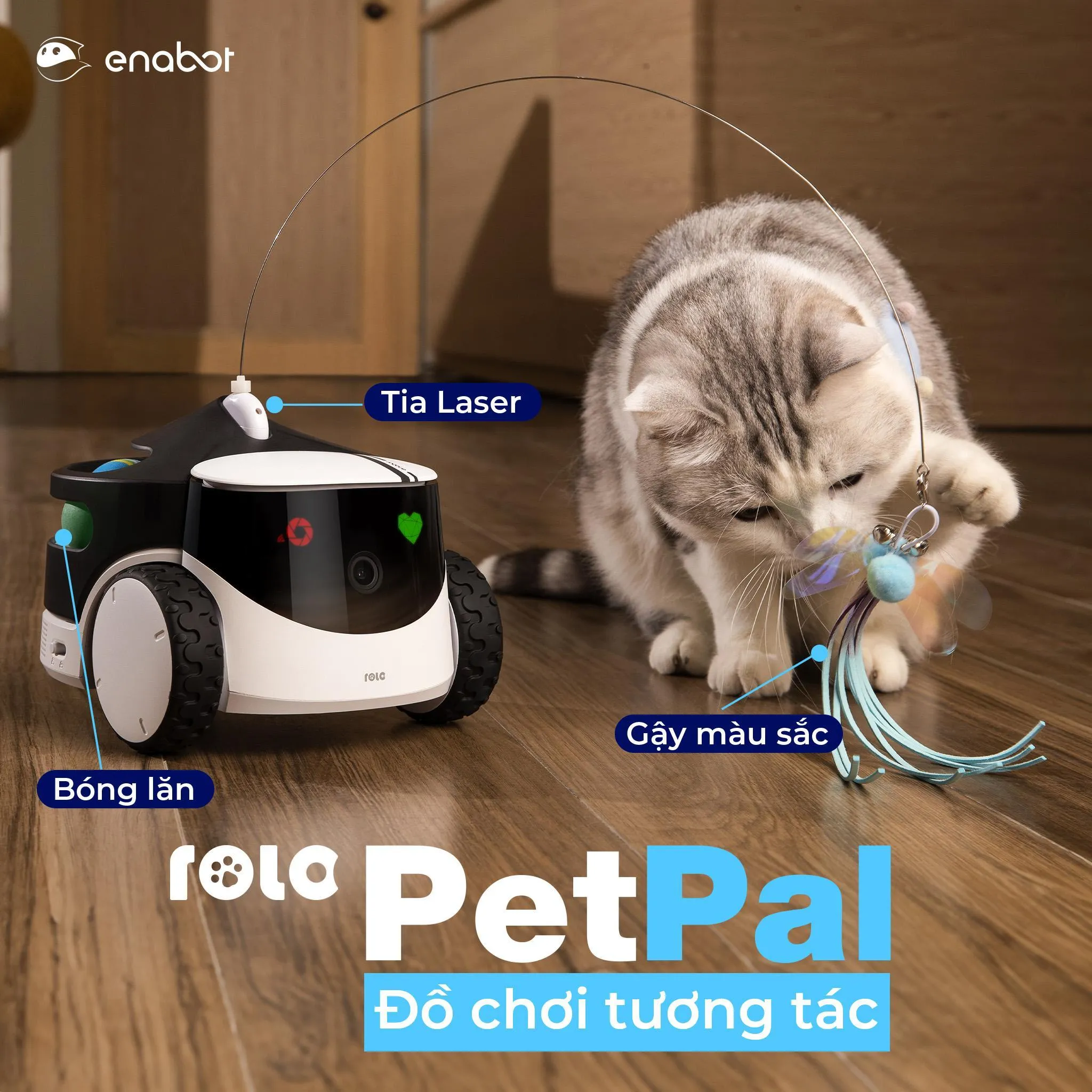 Enabot ra mắt robot camera chăm sóc thú cưng All-in-one ROLA PetPal, tích hợp tiện lợi phụ kiện tương tác, cho ăn và quan sát thú cưng từ xa