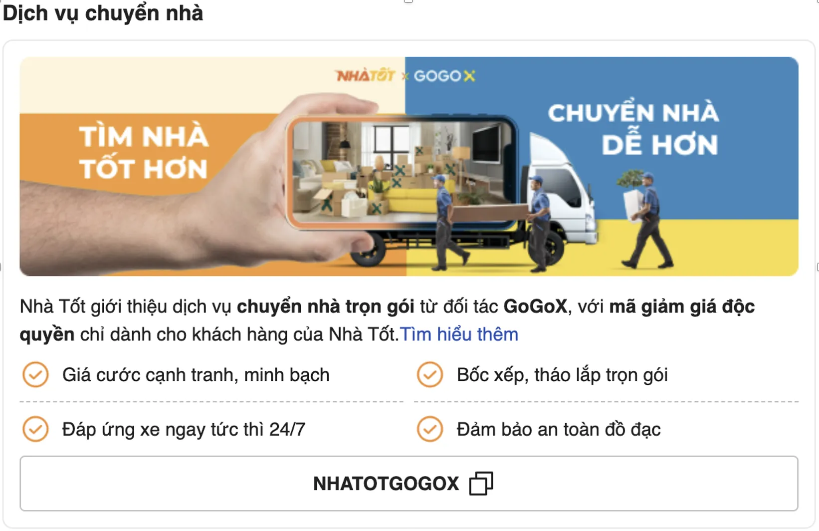 Nhà Tốt phát triển hệ sinh thái bất động sản toàn diện bằng việc tích hợp tính năng đặt dịch vụ chuyển nhà