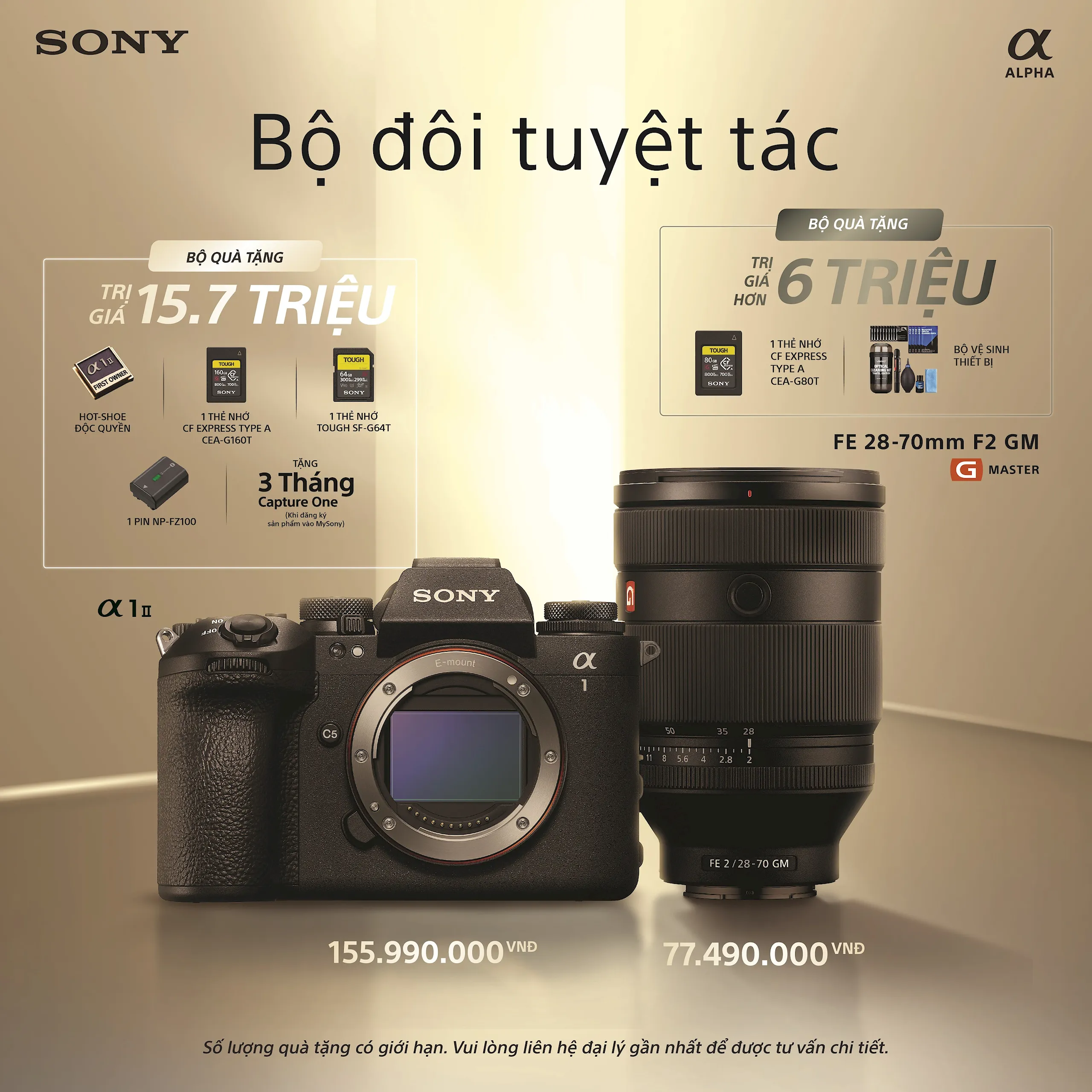 Sony ra mắt máy ảnh flagship thế hệ thứ hai Alpha 1 II và ống kính zoom G Master đầu tiên với khẩu độ cố định F2