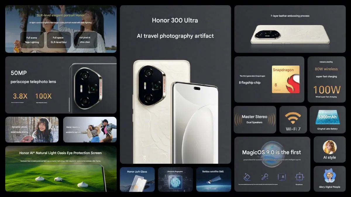 Honor 300 Ultra ra mắt: camera tiềm vọng 50MP và chip Snapdragon 8 Gen 3