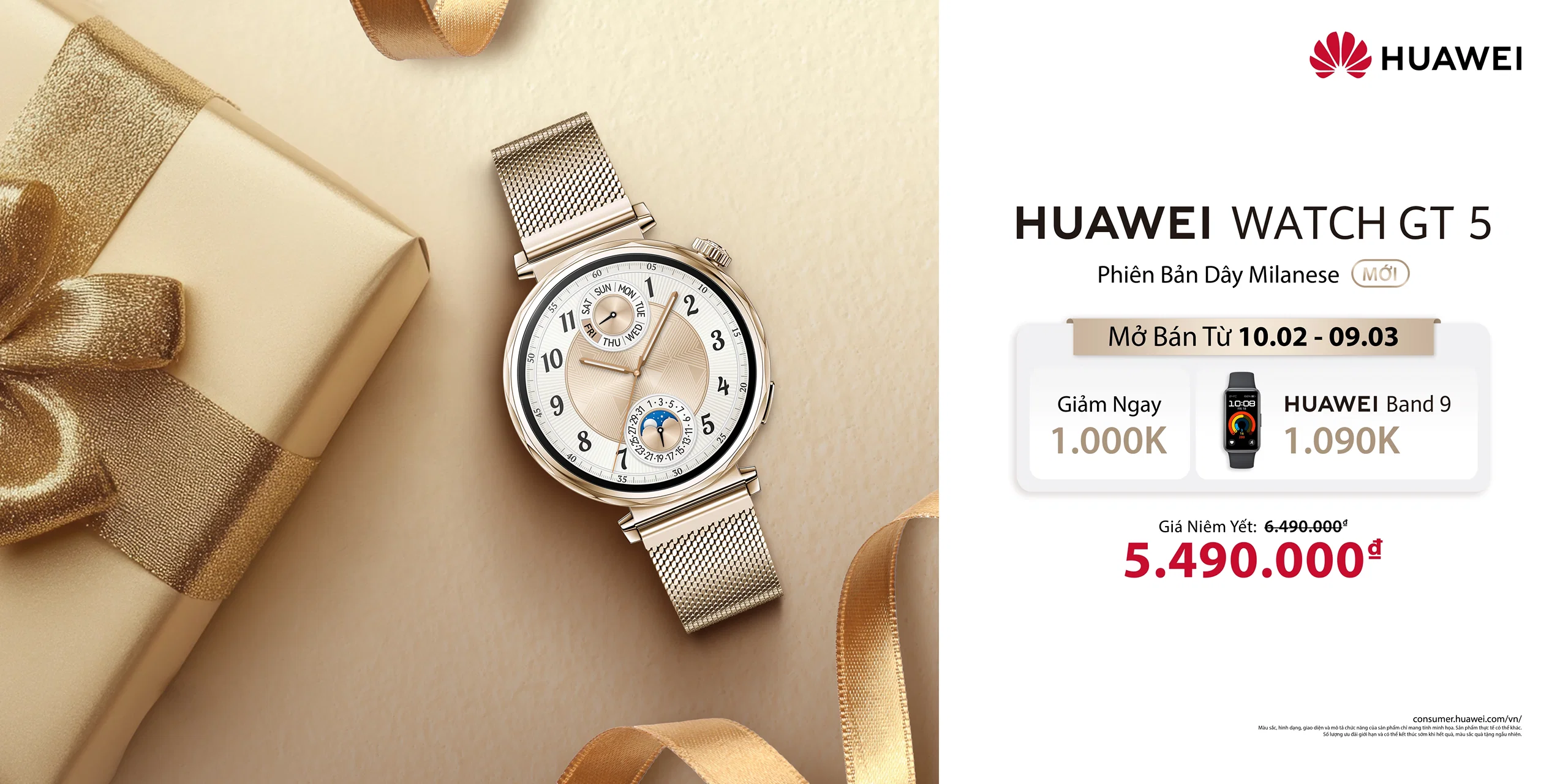 HUAWEI WATCH GT 5 phiên bản dây Milanese chính thức mở bán tại Việt Nam từ 10/02