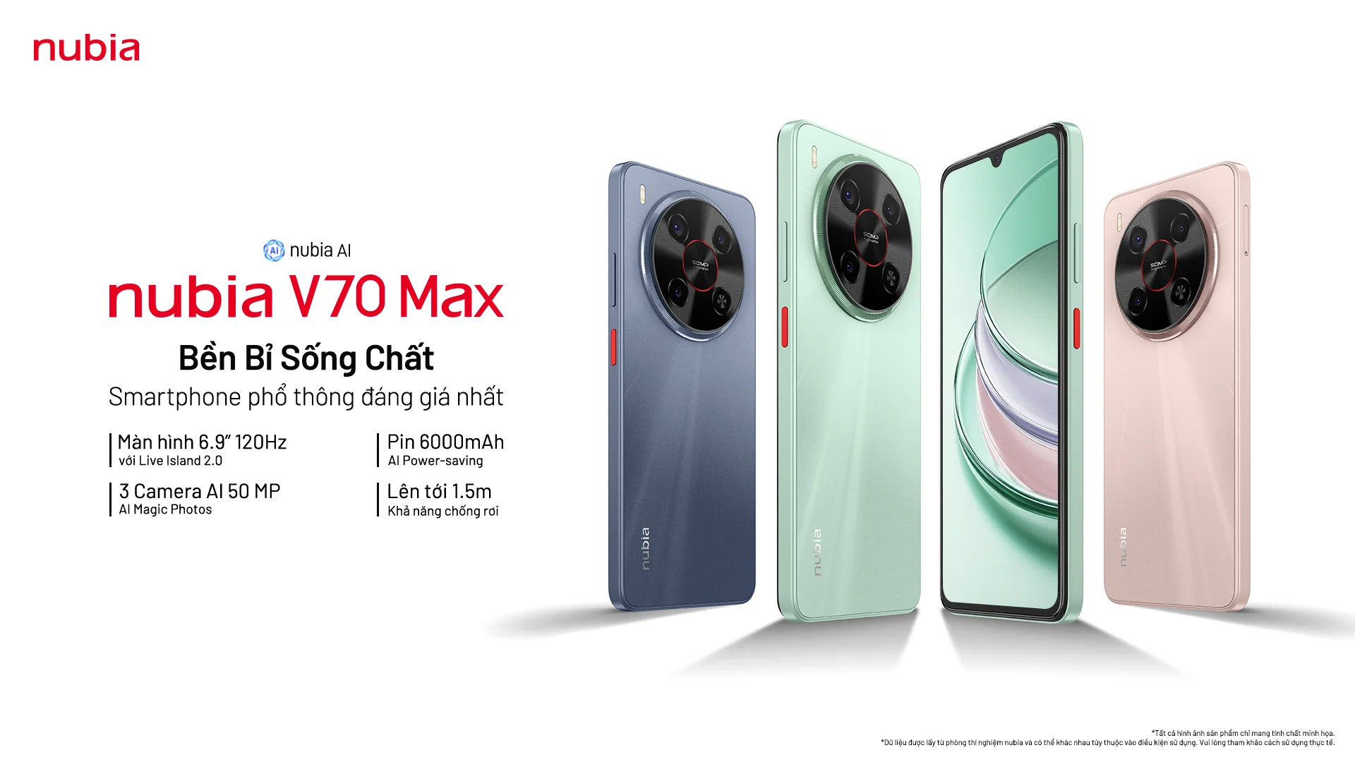 ZTE ra mắt nubia V70 Design và nubia V70 Max: Thiết kế sang trọng, bền bỉ, hỗ trợ NFC với giá từ 2,390,000 đồng