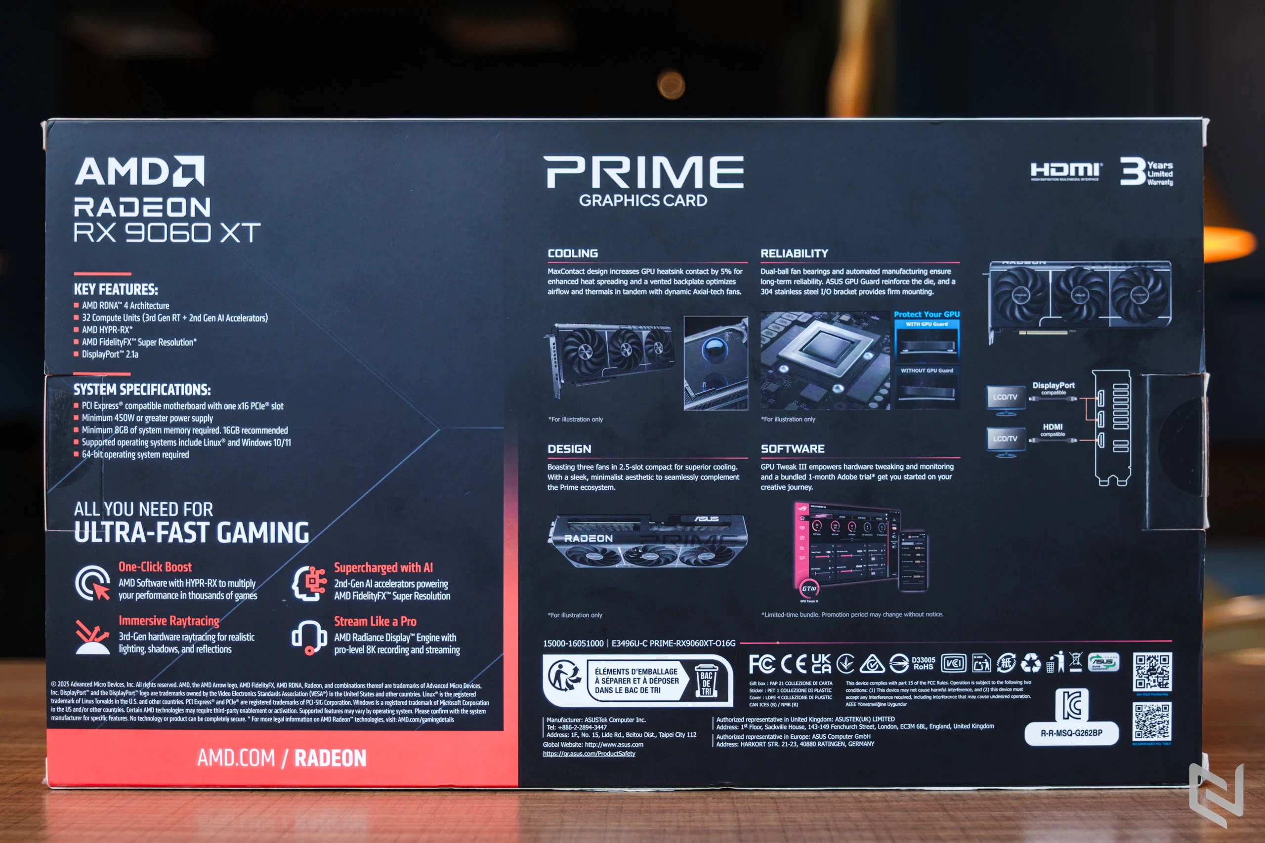 Trên tay ASUS Prime RX 9060 XT: Thiết kế tối giản, VRAM 16 GB, hiệu năng cân RTX 5060 Ti