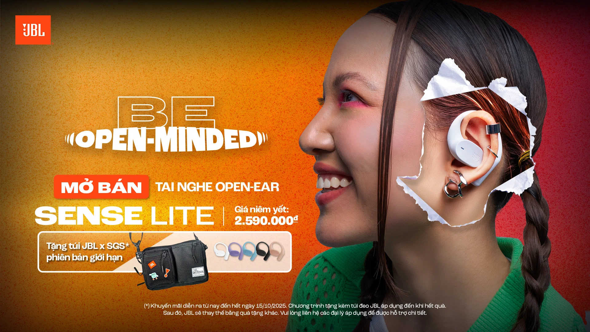 JBL Sense Lite ra mắt: Tai nghe mở, âm bass mạnh, thoải mái cả ngày