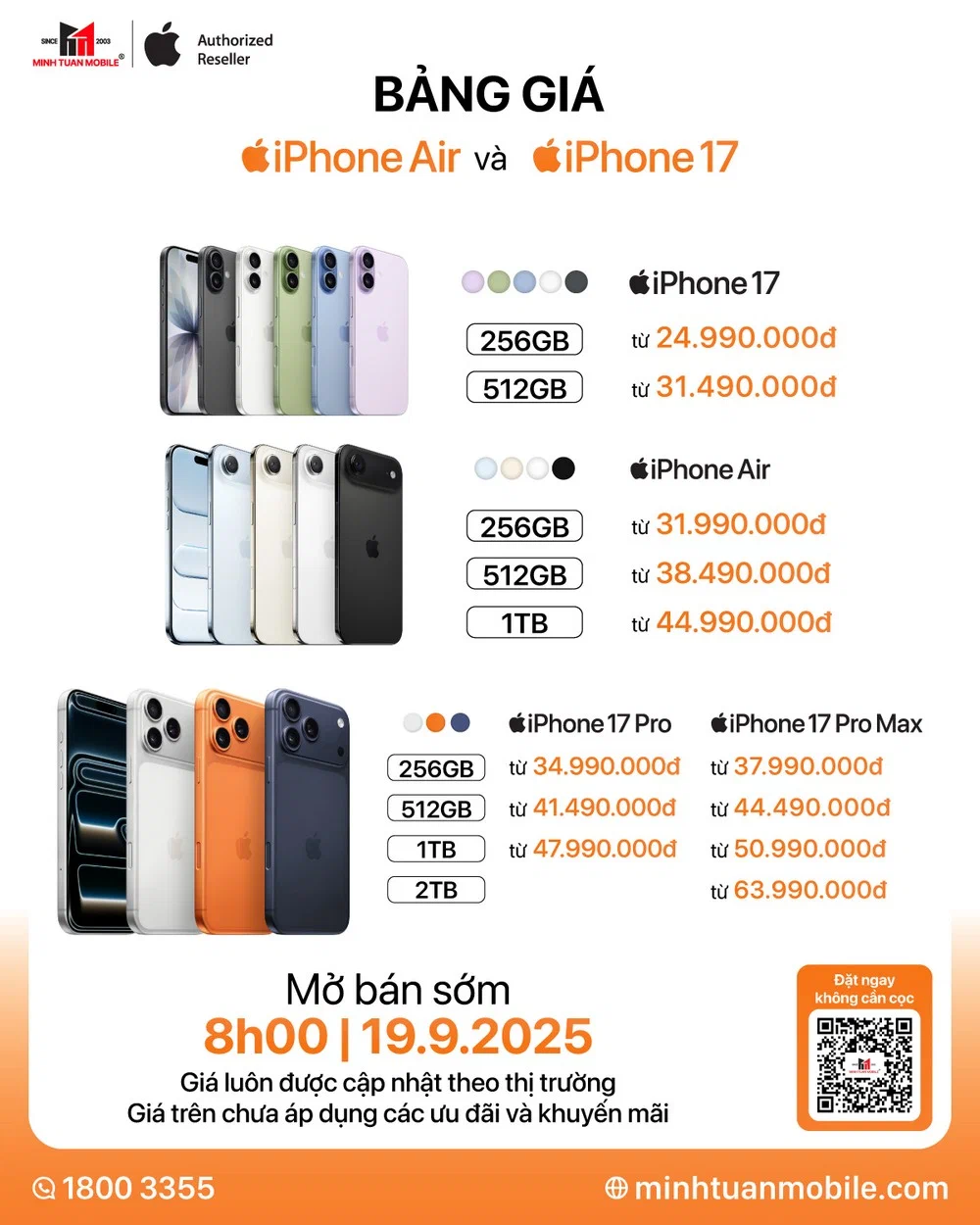 Minh Tuấn Mobile chính thức mở đặt cọc iPhone 17 tại Việt Nam