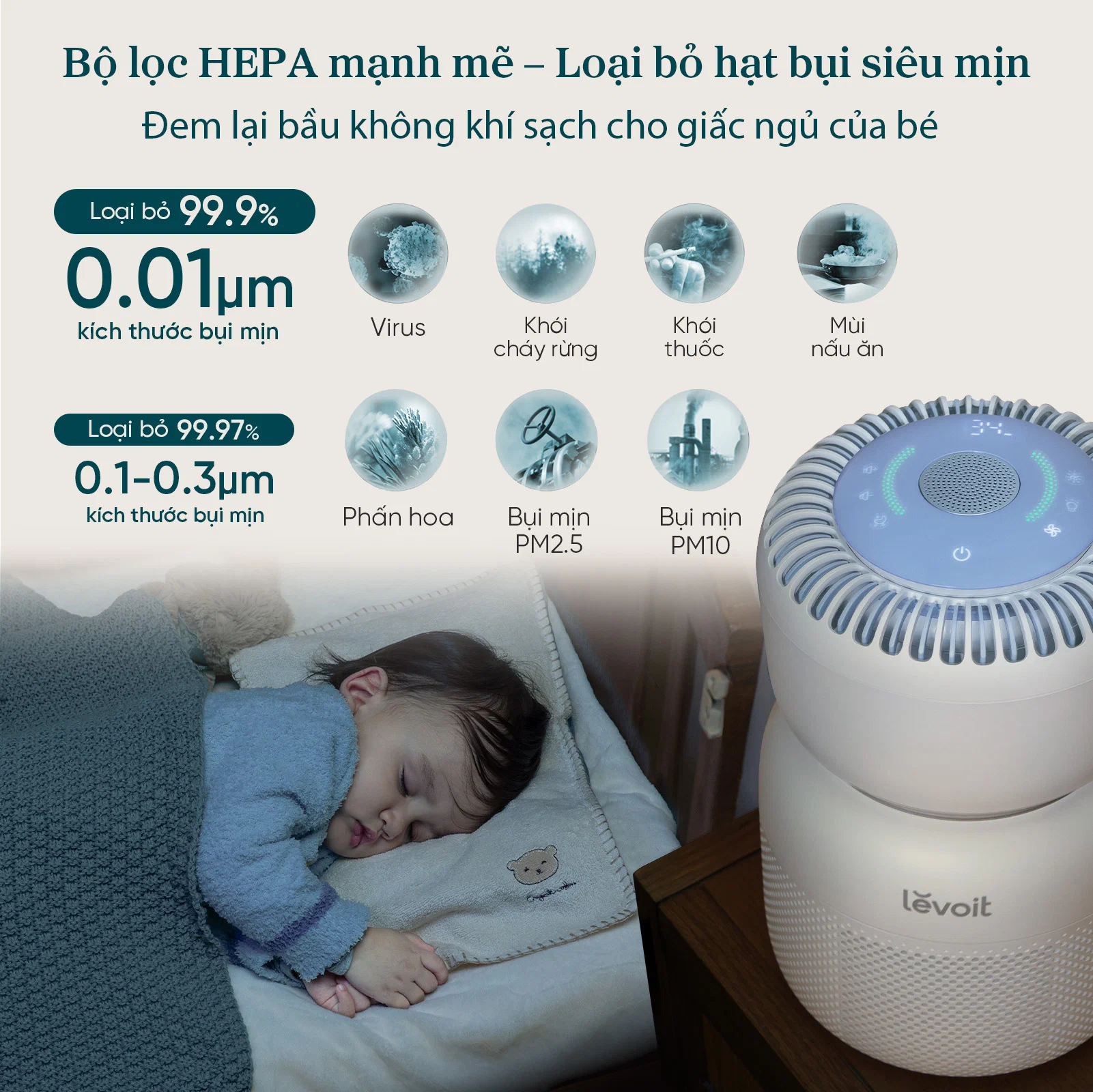 Levoit ra mắt Sprout, máy lọc không khí 3 trong 1 cho phòng ngủ của bé