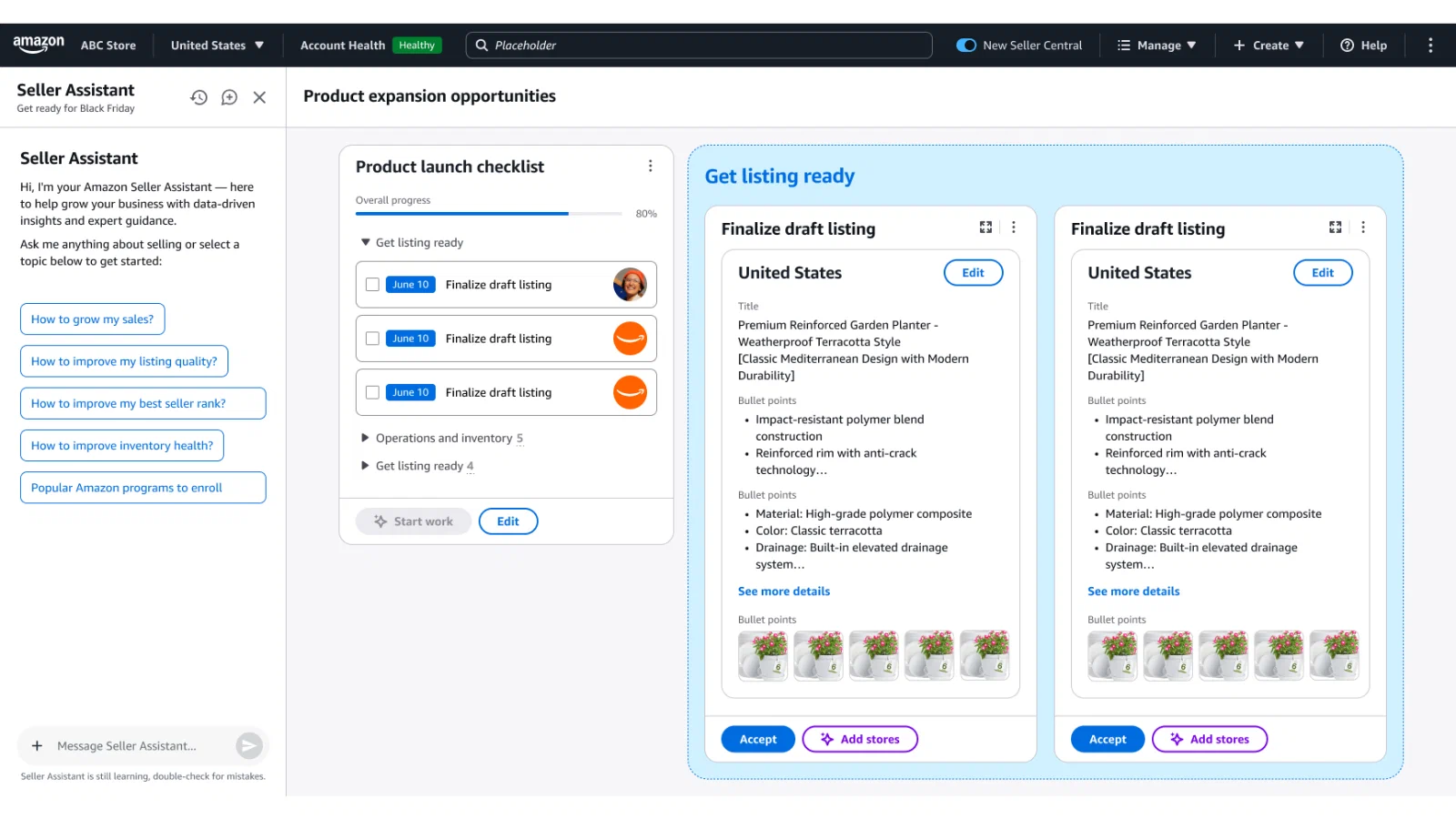 Amazon ra mắt “canvas AI” giúp nhà bán hàng phân tích dữ liệu và ra quyết định kinh doanh theo thời gian thực