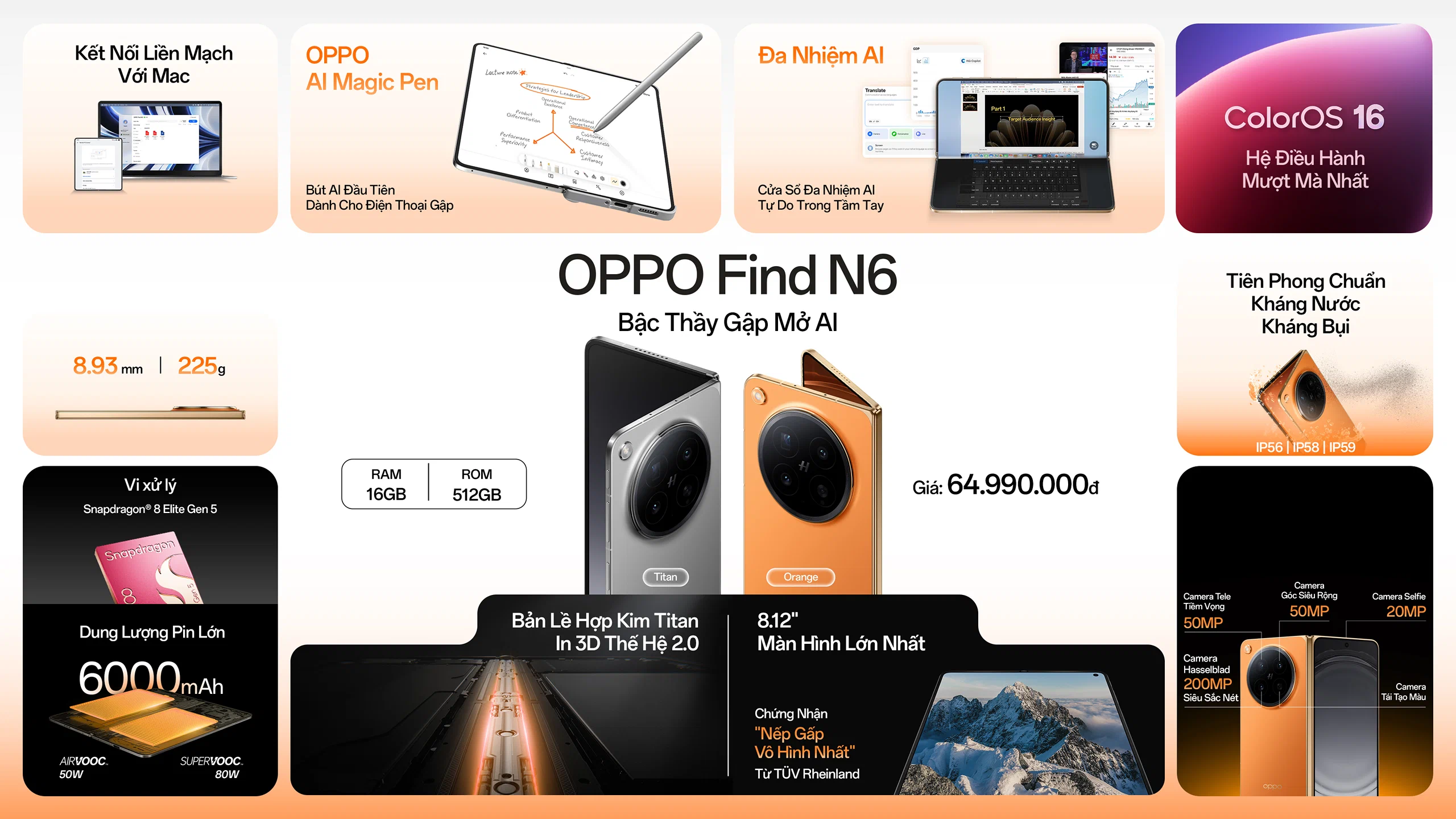 OPPO Find N6 ra mắt tại Việt Nam với nếp gấp vô hình và AI Magic Pen nâng cao trải nghiệm làm việc