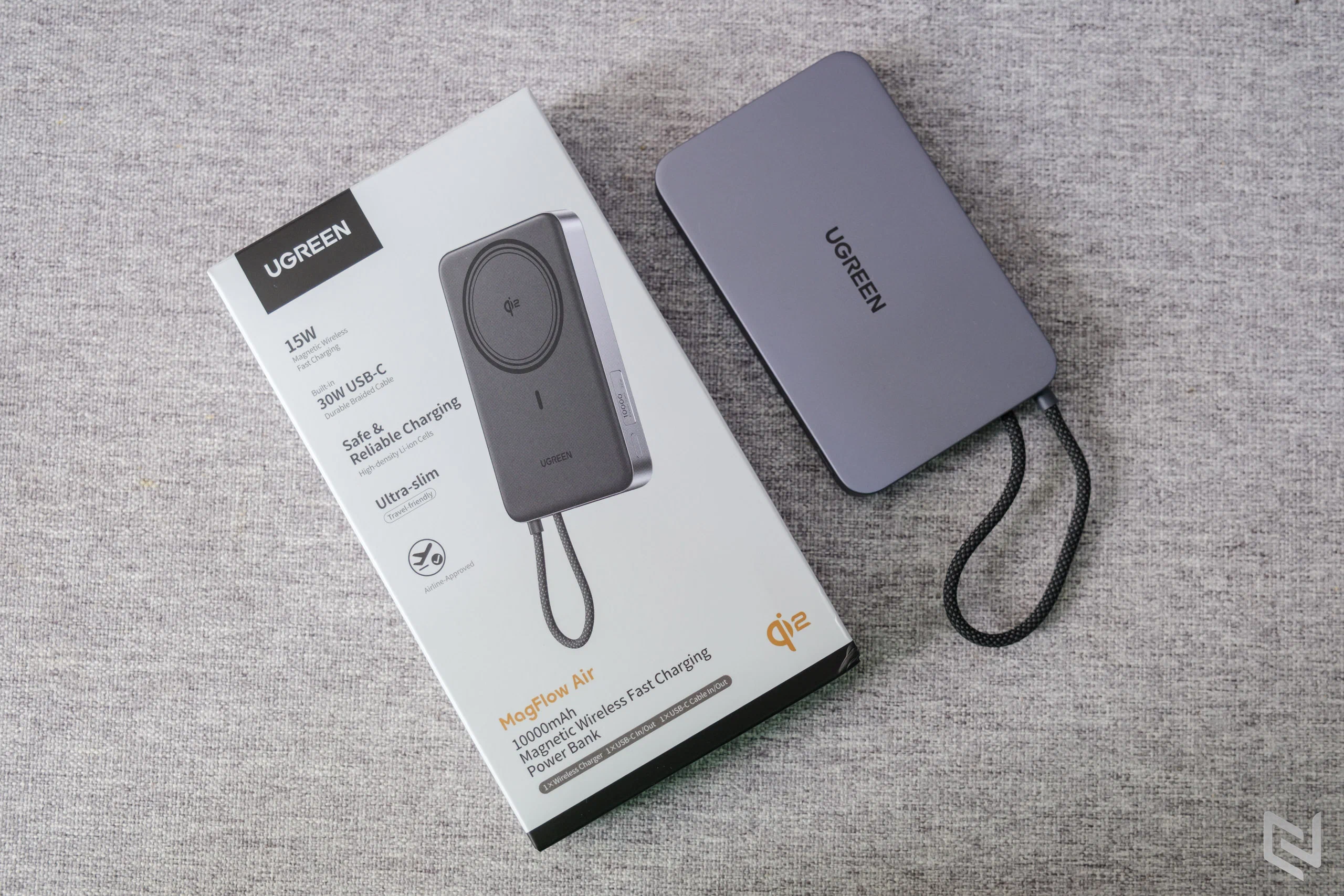 Đánh giá UGREEN MagFlow Air (PB570): Pin Magsafe 10000mAh chuẩn Qi2 15W, mỏng 13.9mm, dây sạc tích hợp