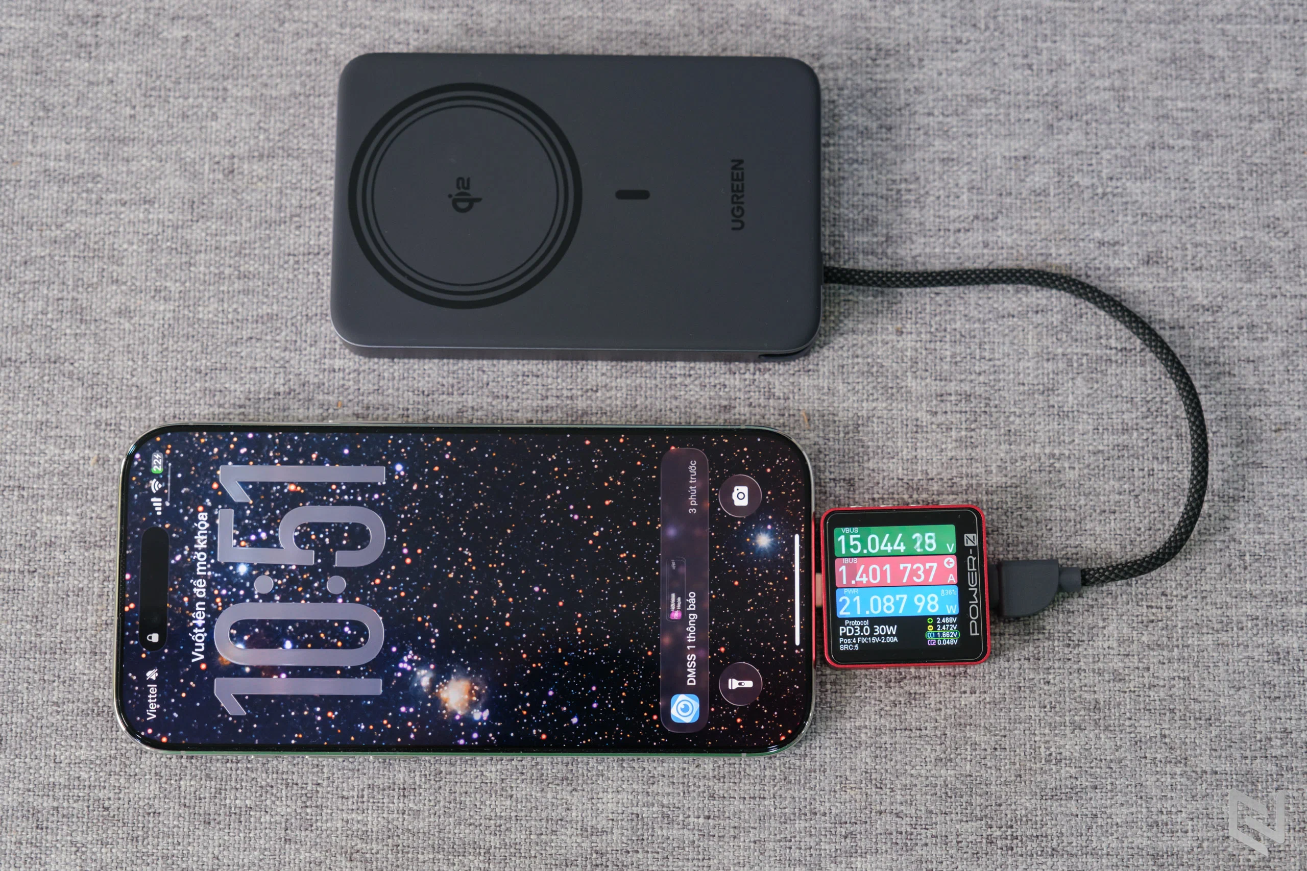 Đánh giá UGREEN MagFlow Air (PB570): Pin Magsafe 10000mAh chuẩn Qi2 15W, mỏng 13.9mm, dây sạc tích hợp