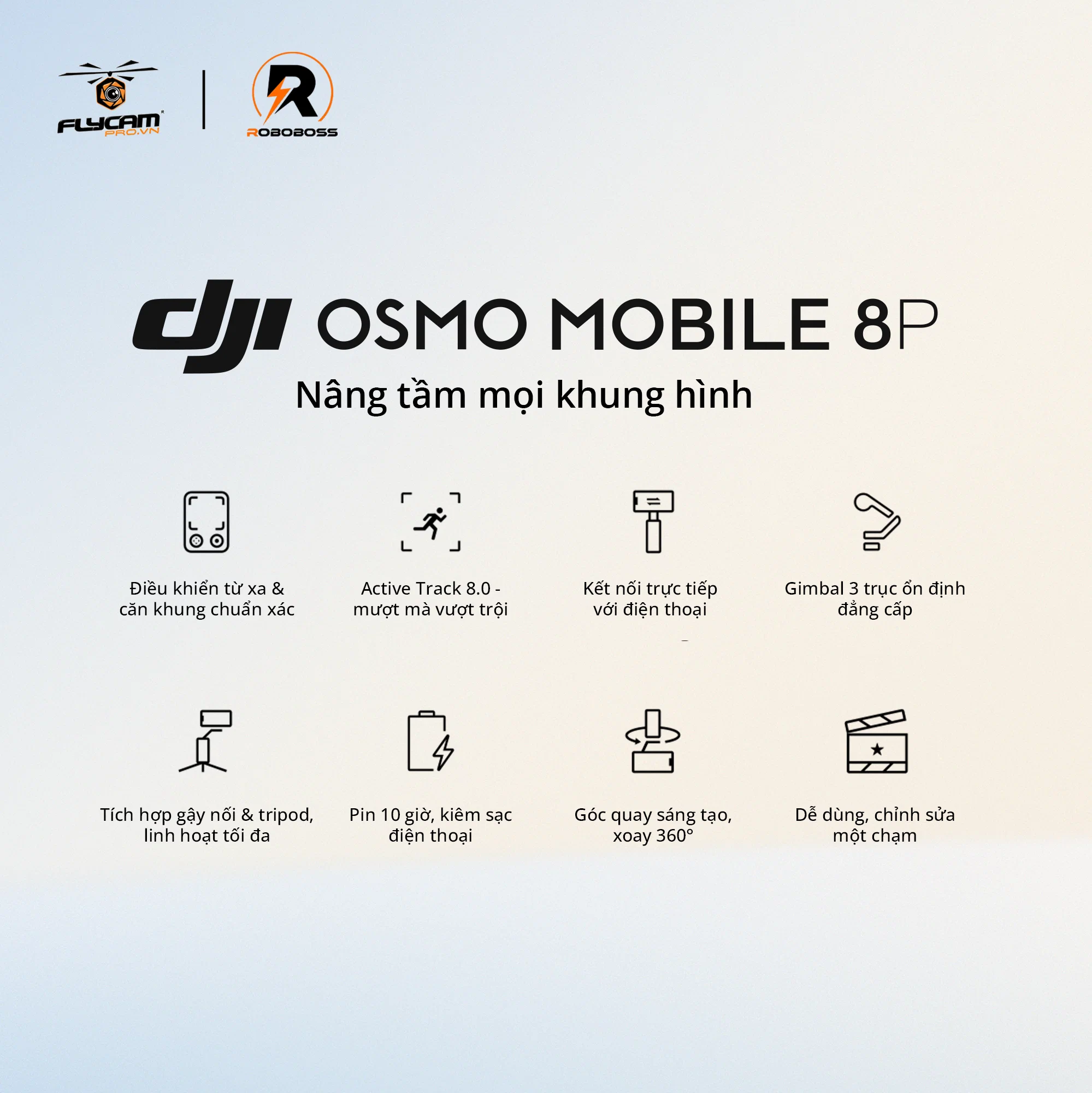 DJI Osmo Mobile 8P ra mắt với điều khiển FrameTap và chống rung thế hệ mới