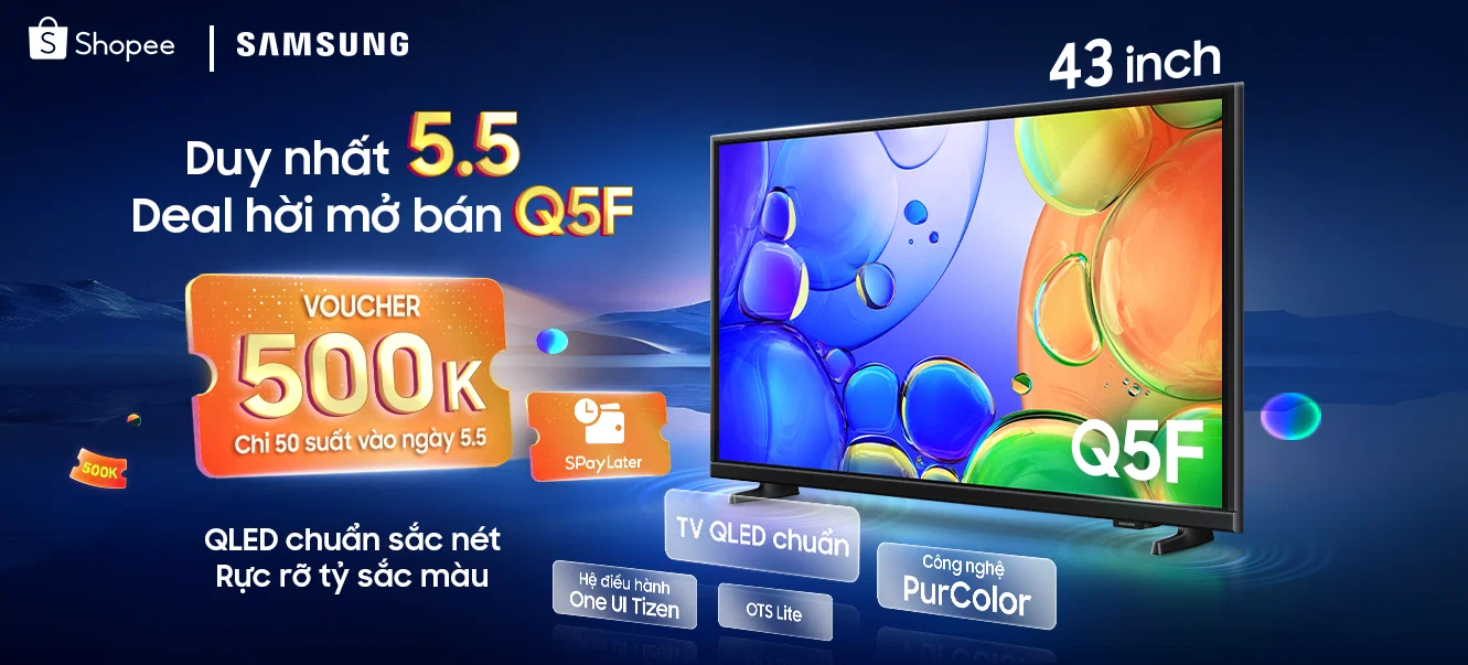 Samsung tung “deal hời” TV QLED Q5F dịp sale đôi 5.5, giá từ 8.4 triệu đồng