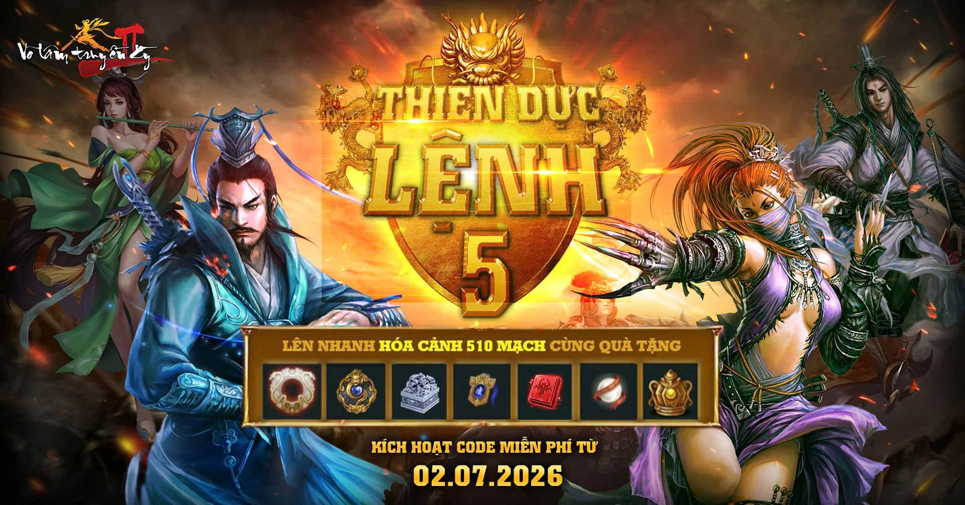 Võ Lâm Truyền Kỳ II mở máy chủ Chiến Long, tặng code Thiên Dực Lệnh 5