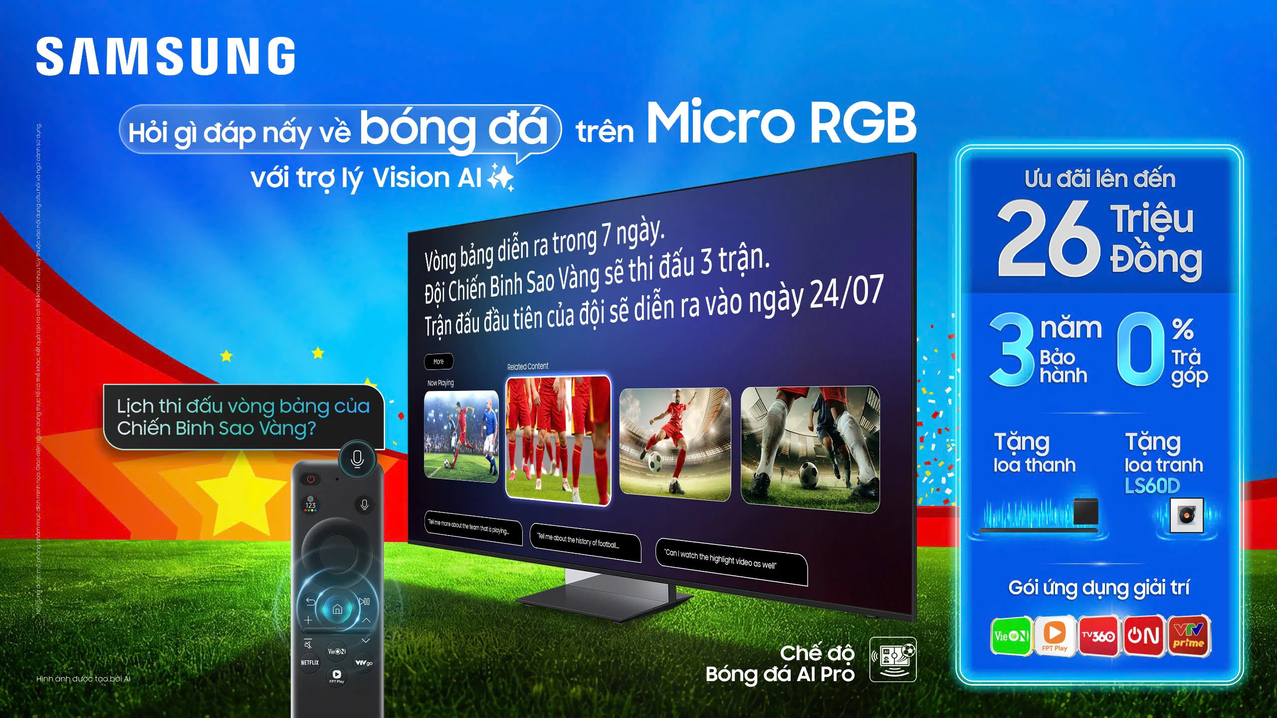 Samsung AI TV đồng hành FPT Play nâng tầm trải nghiệm ASEAN HYUNDAI CUP 2026