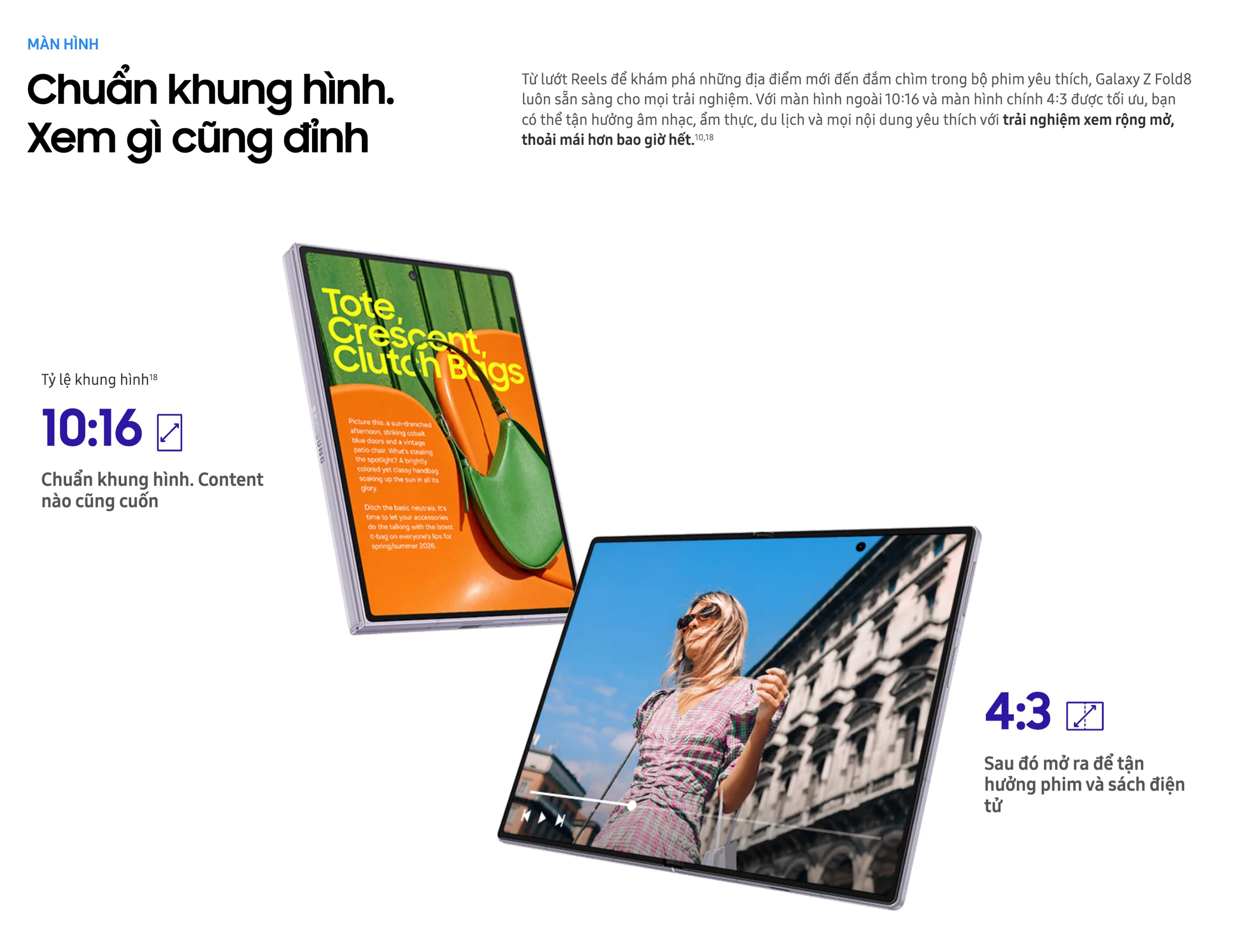 Galaxy Z Fold8 với thiết kế và tỷ lệ màn hình mới, lý tưởng cho tín đồ đọc sách, xem ảnh và lướt mạng