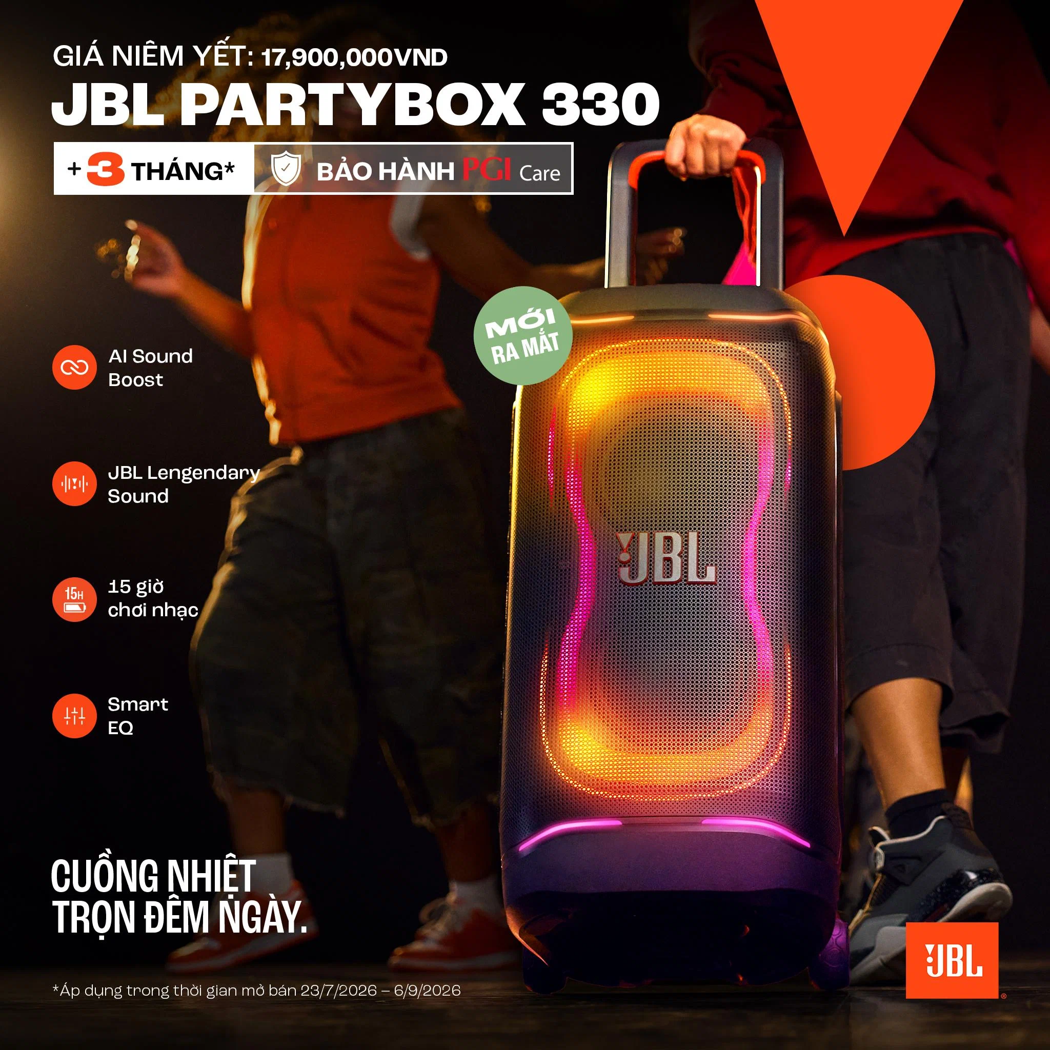 JBL PartyBox 330 và PartyBox 130 ra mắt tại Việt Nam với AI Sound Boost và đèn Dynamic Lightshow
