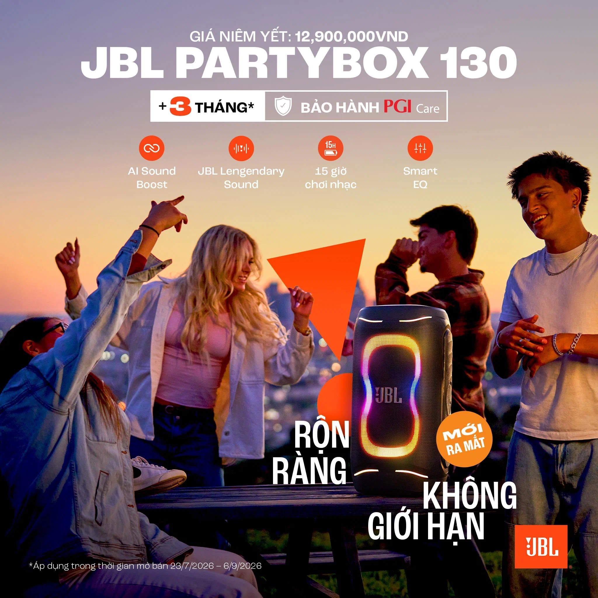 JBL PartyBox 330 và PartyBox 130 ra mắt tại Việt Nam với AI Sound Boost và đèn Dynamic Lightshow