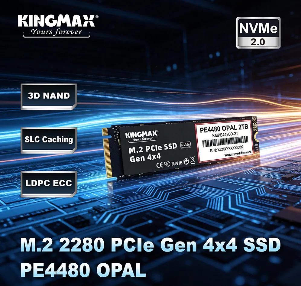 KINGMAX ra mắt SSD PE4480 hỗ trợ mã hóa phần cứng cho hệ thống doanh nghiệp