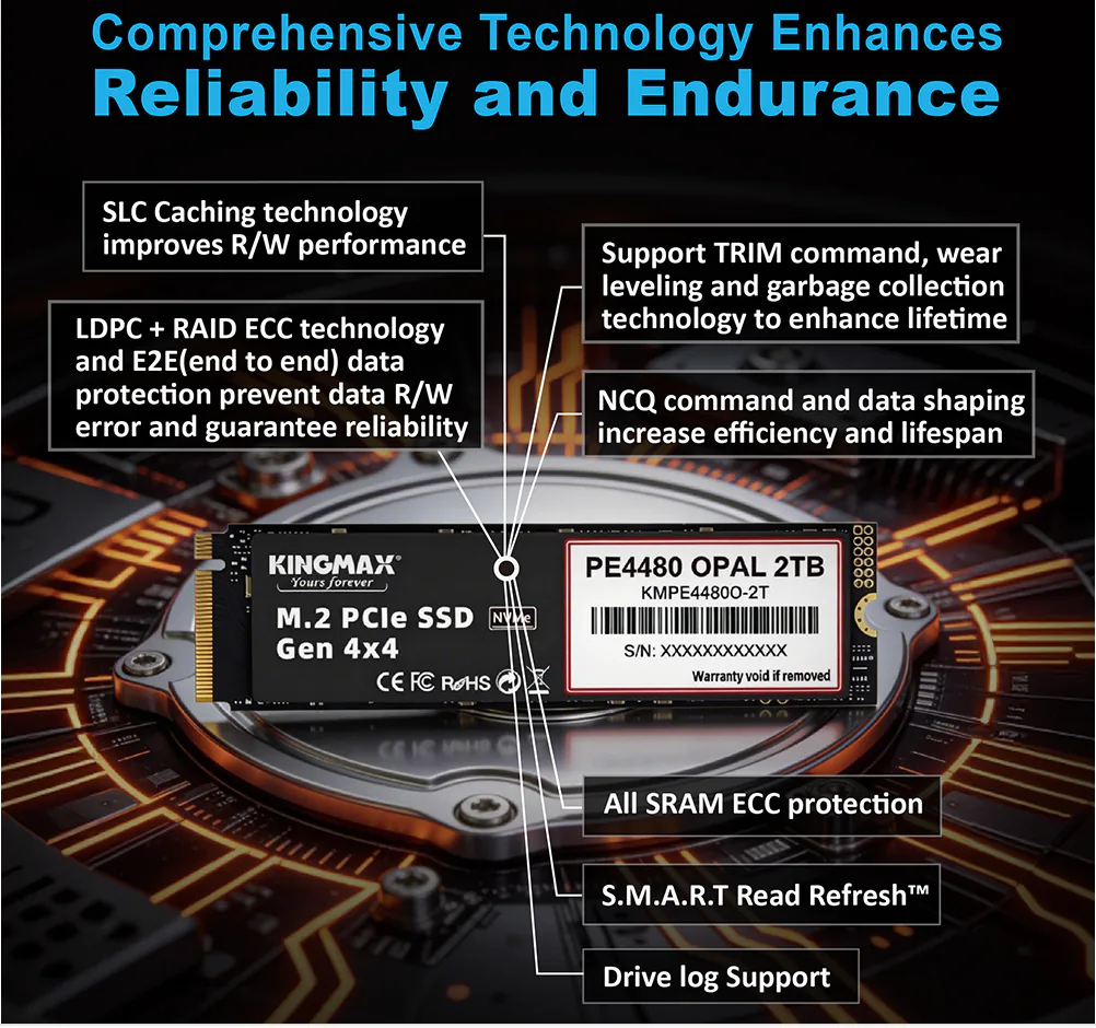 KINGMAX ra mắt SSD PE4480 hỗ trợ mã hóa phần cứng cho hệ thống doanh nghiệp