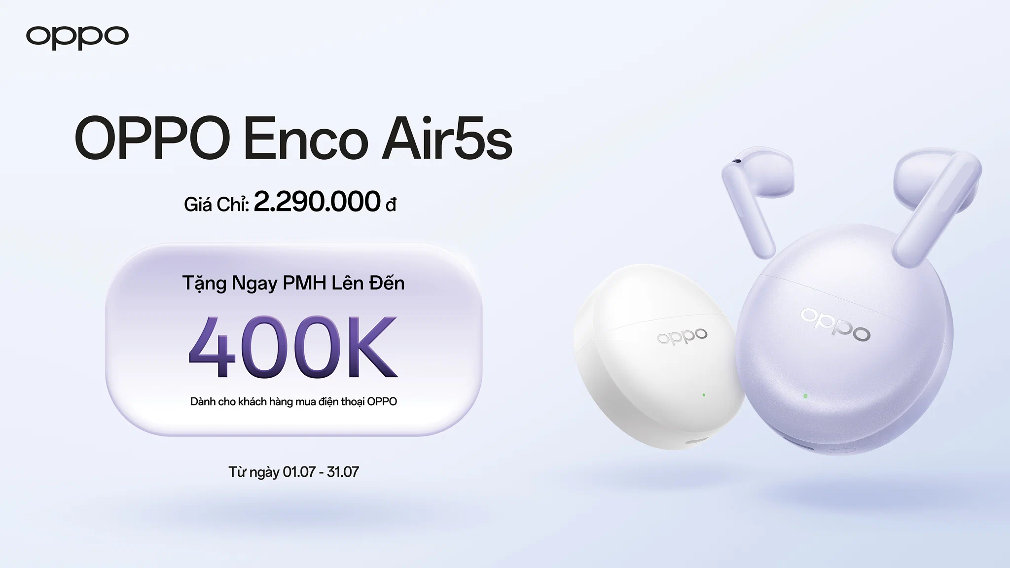 OPPO ra mắt Enco Air5s và Enco Air5 với chống ồn chủ động, pin đến 54 giờ