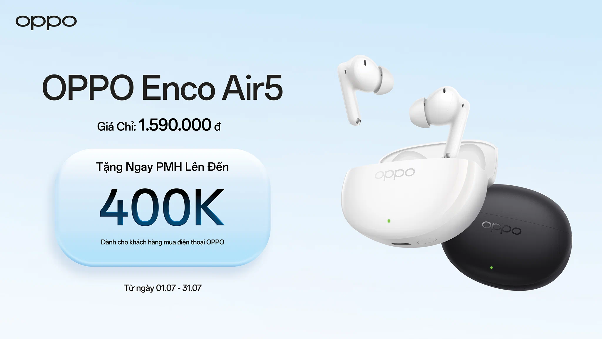 OPPO ra mắt Enco Air5s và Enco Air5 với chống ồn chủ động, pin đến 54 giờ