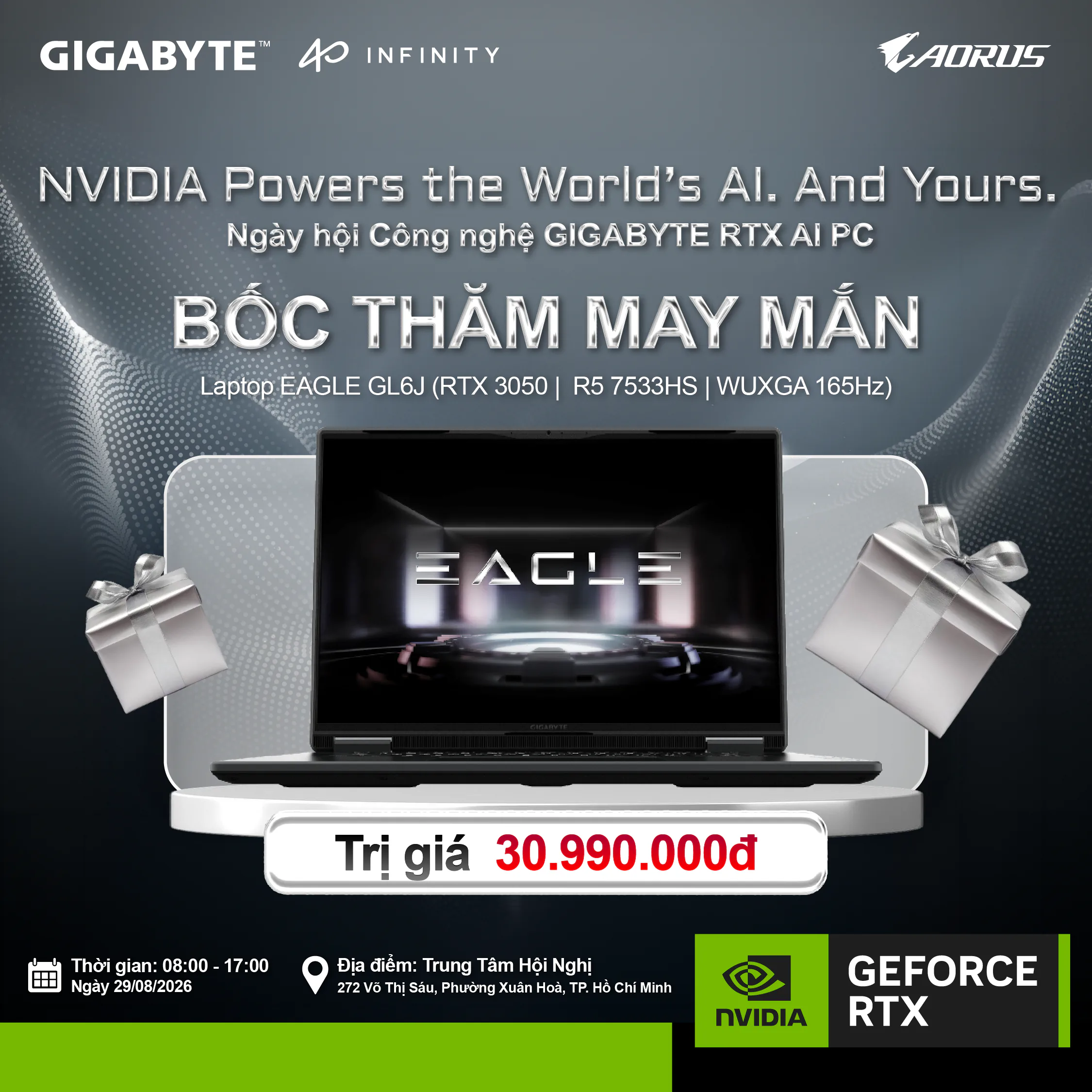 GIGABYTE RTX AI PC DAY 2026 sắp diễn ra tại TP.HCM với hàng ngàn quà tặng