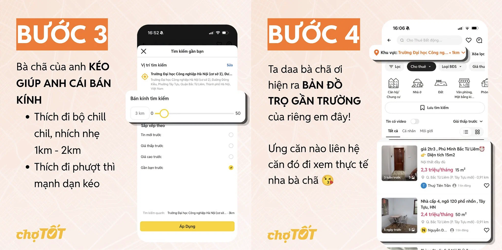 Chợ Tốt ra mắt tính năng Tìm trọ gần trường, hỗ trợ tân sinh viên 2k8 trước mùa nhập học