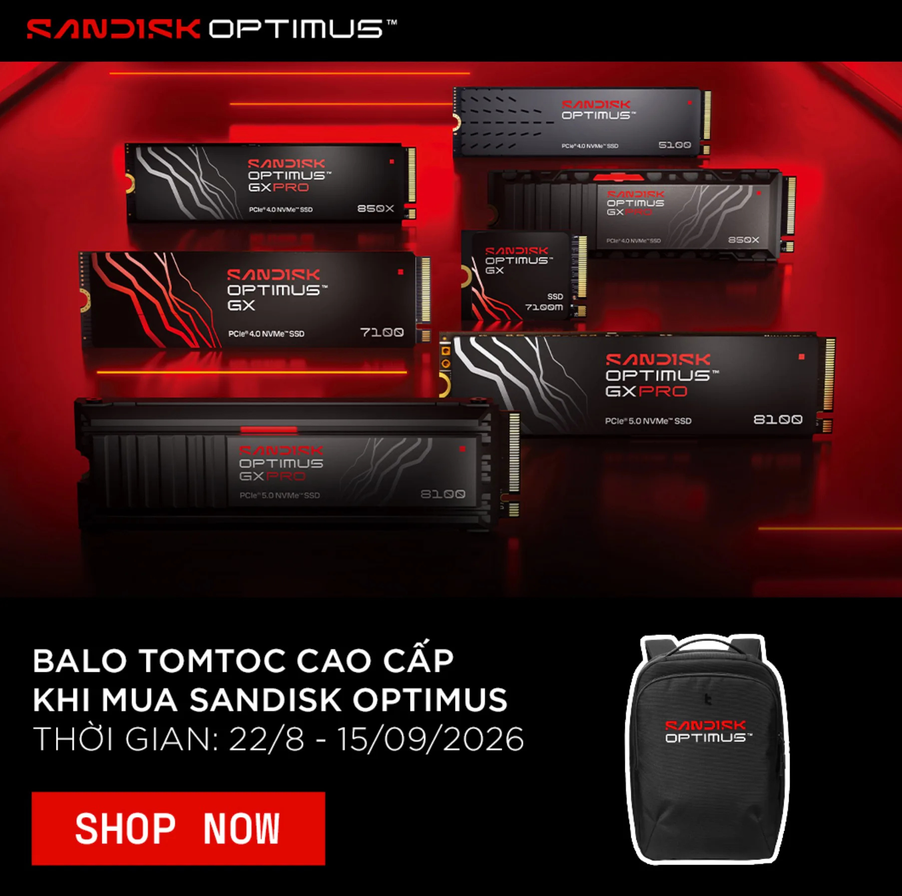 SANDISK Optimus ra mắt tại Việt Nam, phân cấp SSD cho sáng tạo, gaming và PC hiệu năng cao