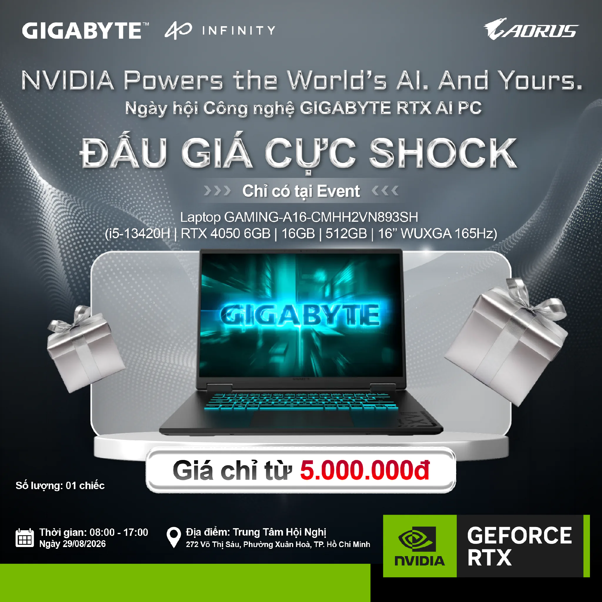 GIGABYTE RTX AI PC DAY 2026 sắp diễn ra tại TP.HCM với hàng ngàn quà tặng