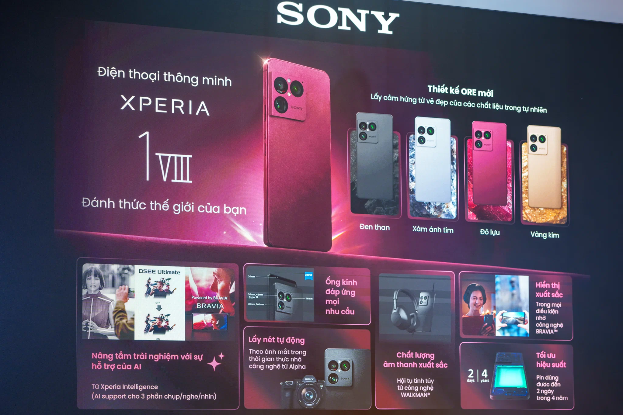 Sony Xperia 1 VIII ra mắt tại Việt Nam - Nâng cấp mạnh camera telephoto, tích hợp AI và thiết kế ORE mới