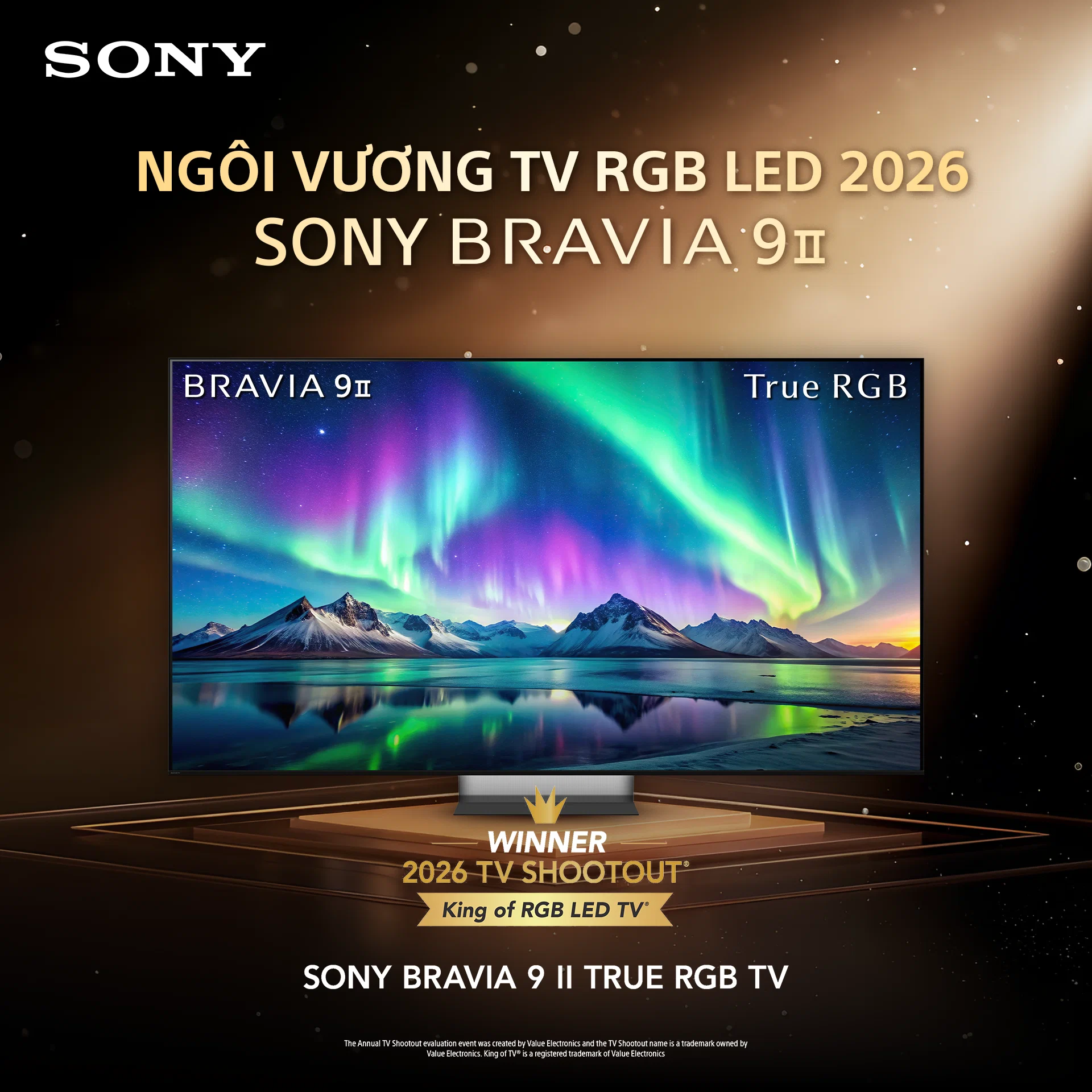 Sony BRAVIA 9 II được vinh danh King of RGB LED TV 2026, Sony lập chuỗi 8 năm lên ngôi