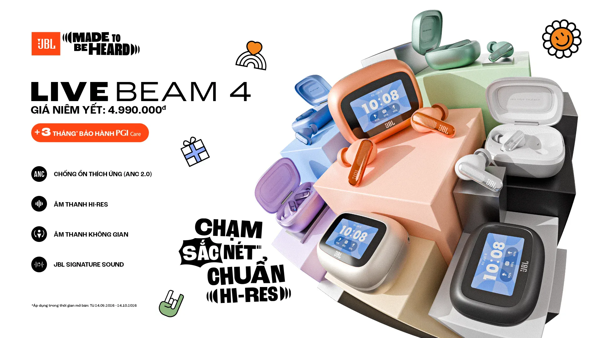 JBL Live Beam 4 ra mắt tại Việt Nam, nâng cấp Smart Charging Case và âm thanh Hi-Res