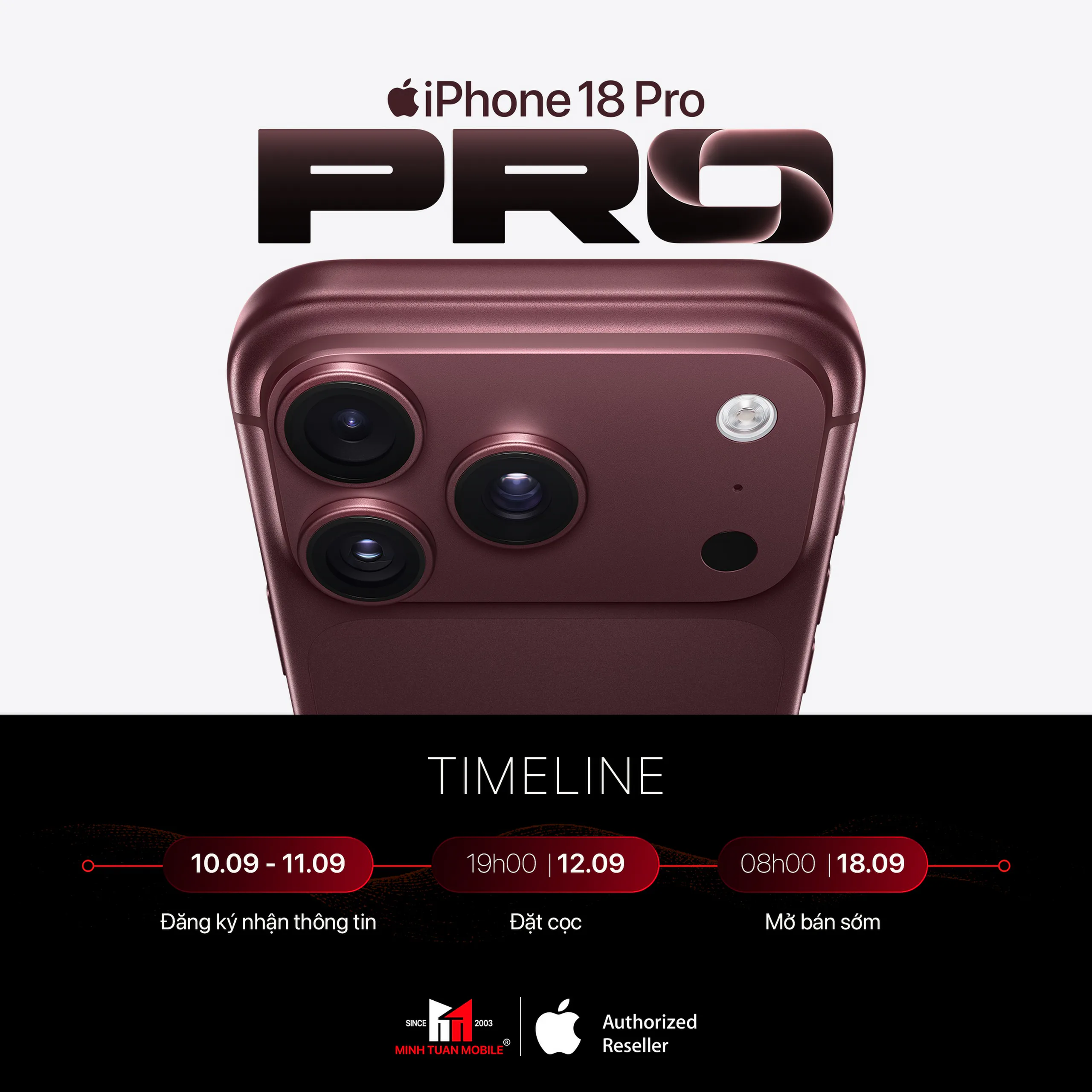 Minh Tuấn Mobile mở đặt trước iPhone 18 Pro và iPhone 18 Pro Max, ưu đãi đến 3.85 triệu đồng