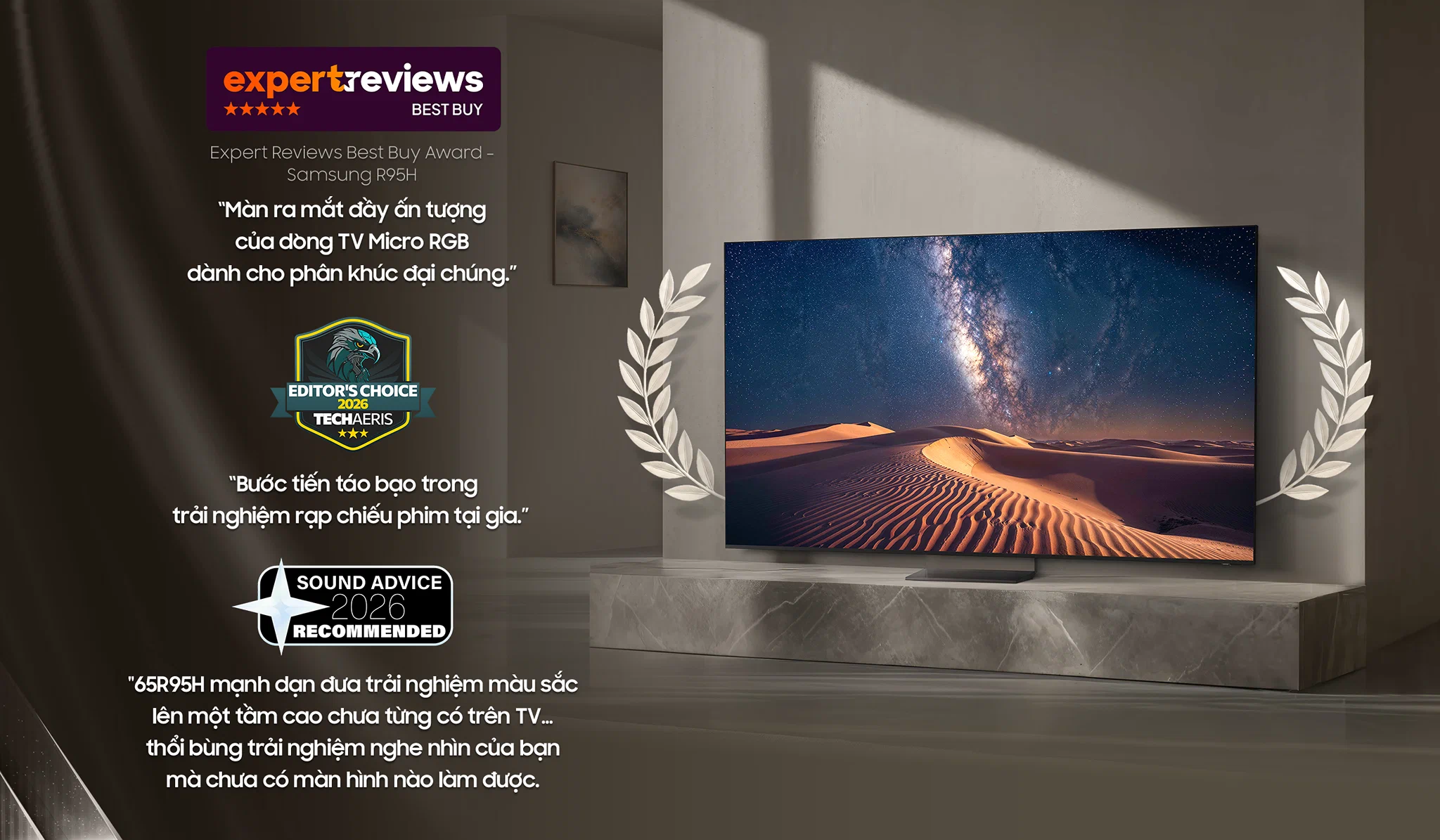 TV và loa Samsung 2026 được loạt chuyên trang quốc tế đánh giá cao