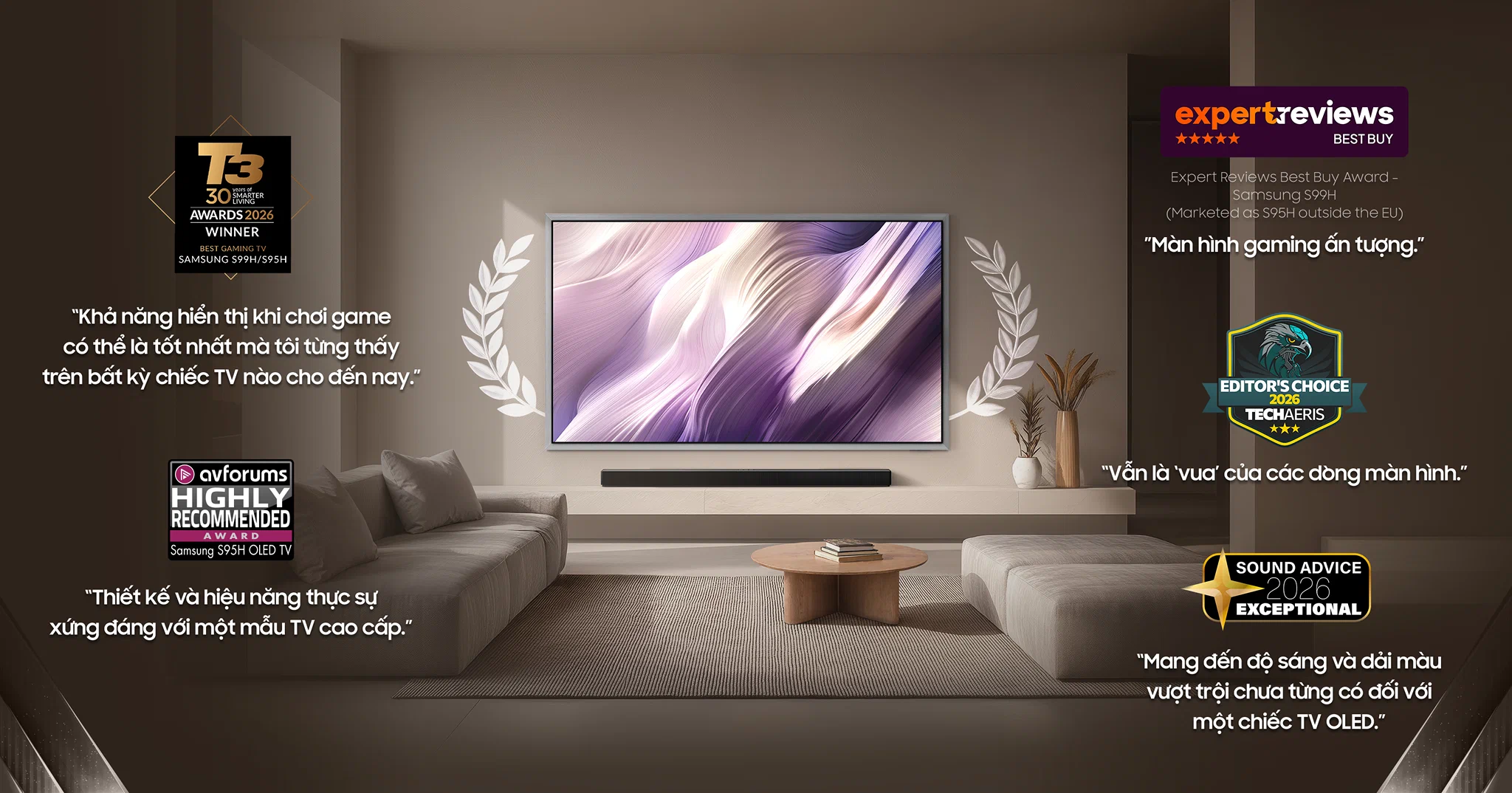 TV và loa Samsung 2026 được loạt chuyên trang quốc tế đánh giá cao