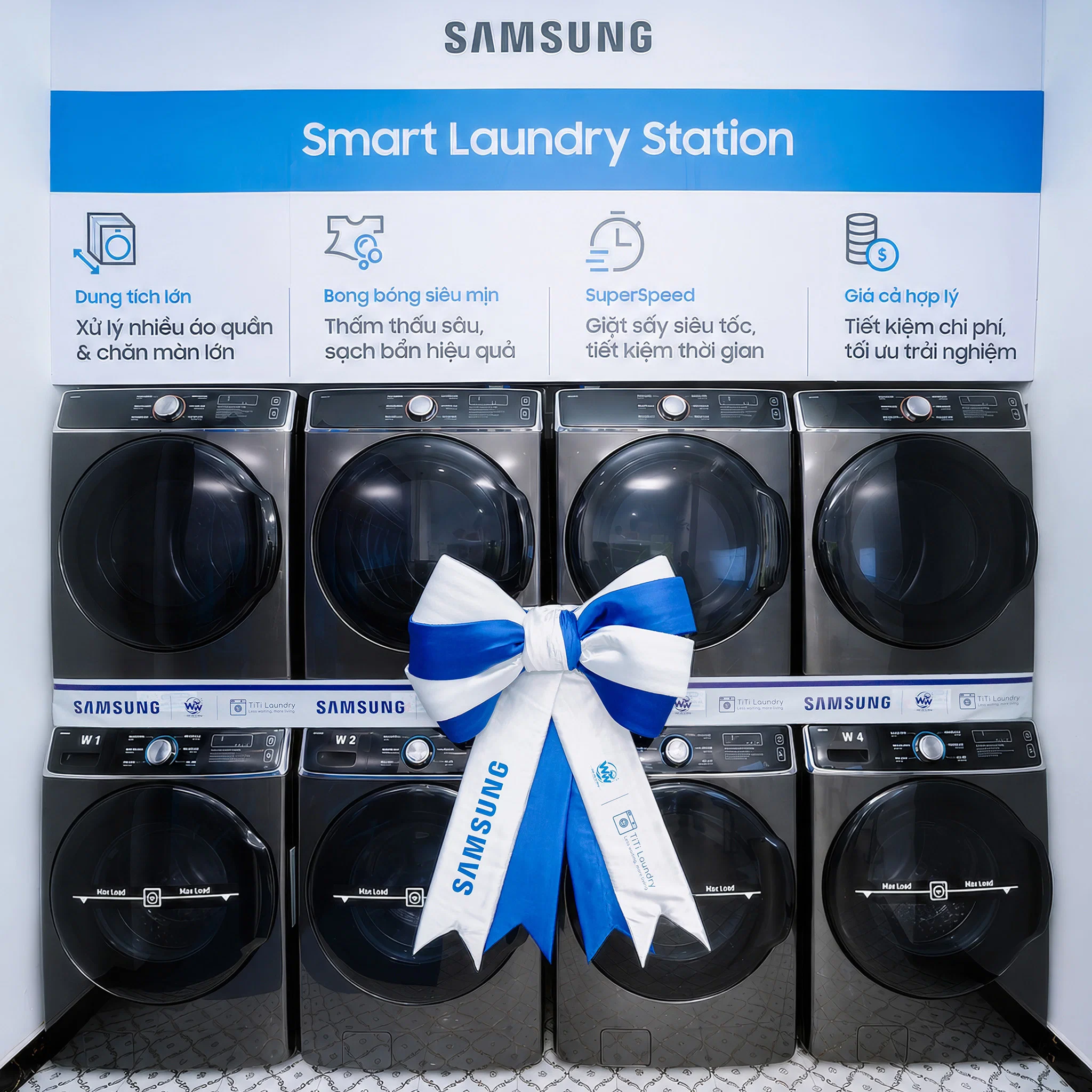 Samsung cùng đối tác khai trương TiTi Laundry, mở rộng mô hình giặt sấy tự phục vụ 24/7